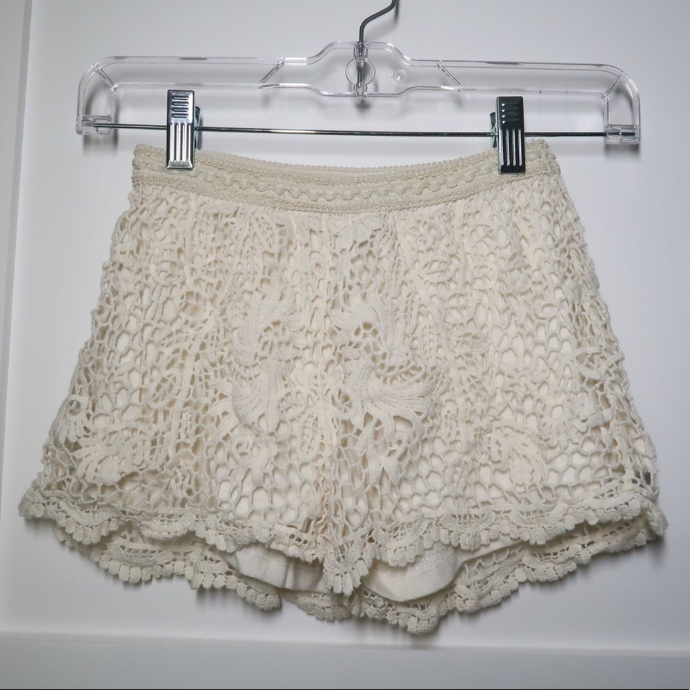 Cream Crochet Shorts